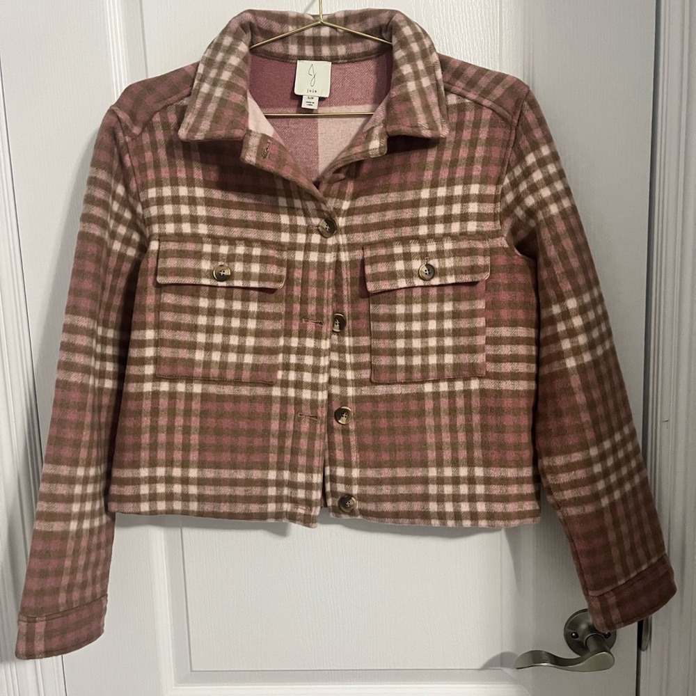 Joie Plaid Utility Jacket in Pink and Cream set